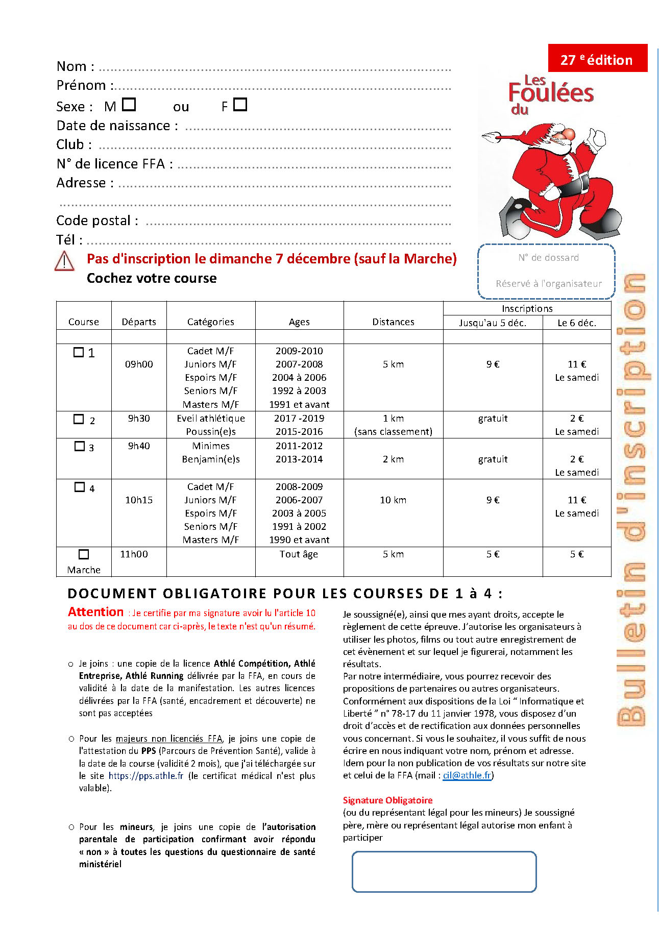 Bulletin d'inscription 2025